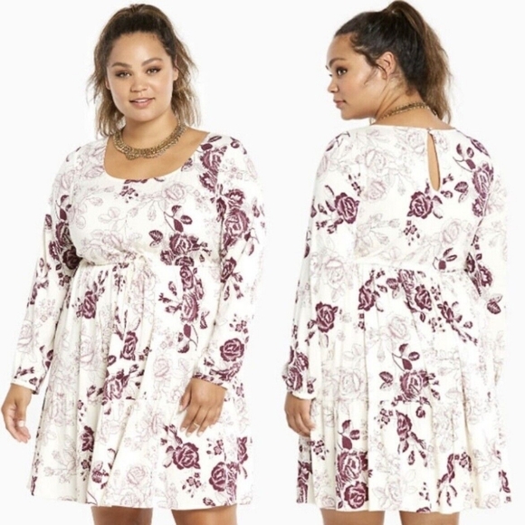 Torrid Challis Floral Long Sleeve Dress White 2X - Picture 1 of 16